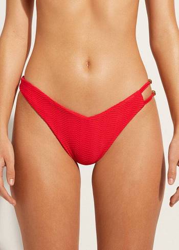 Dół Bikini Damskie Calzedonia Chevron High-Cut Brazilian Casablanca Czerwone | PL1353RW