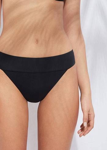 Dół Bikini Damskie Calzedonia High Stanem Brazilian Indonesia Eco Czarne | PL1420LH