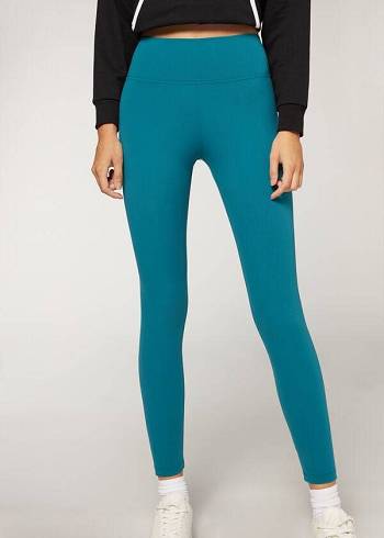 Legginsy Damskie Calzedonia Active Niebieskie | PL2619LH