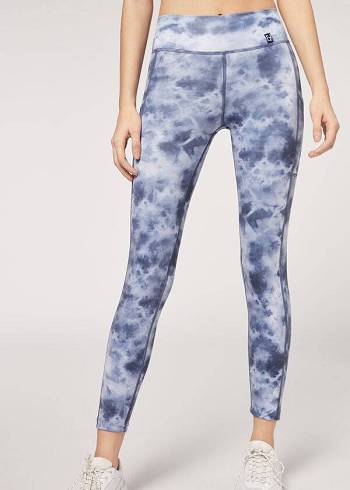 Legginsy Damskie Calzedonia Soft Touch Sportowe Granatowe | PL2688XF
