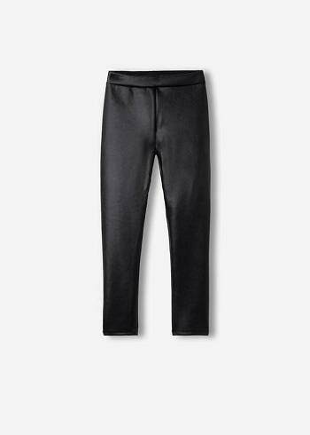 Legginsy Dziecięce Calzedonia Skórzane Effect Thermal Czarne | PL3134WY
