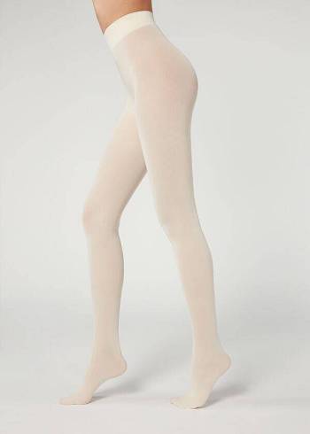 Rajstopy Damskie Calzedonia 50 Denier Total Komfort Soft Touch Patterned Białe | PL1072OR