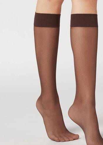 Skarpety Damskie Calzedonia 20 Denier Komfort Cuff Knee-Highs Long rosa Kawa | PL2230VD
