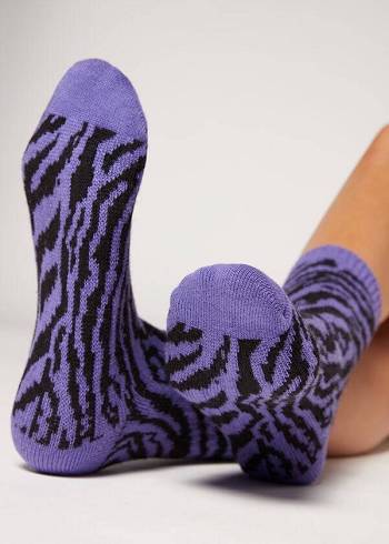 Skarpety Damskie Calzedonia Animal Print Cashmere Krótkie Fioletowe | PL2331XF