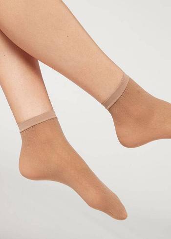 Skarpety Damskie Calzedonia Krótkie Diamond Patterned Eco Beżowe | PL2495DN